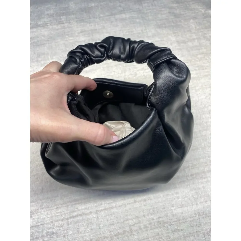 Hobo Pocketbook NEW Black Faux Leather Soft Top Handle Going Out Purse Tote Bag